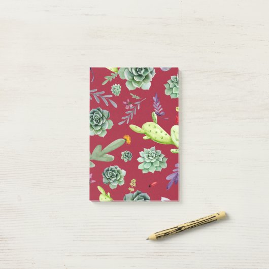 Cactus Patroon 4 Post-it® Notes (Op bureau)
