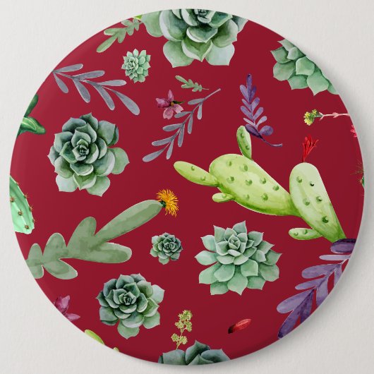 Cactus Patroon 4 Ronde Button 6,0 Cm (Voorkant)