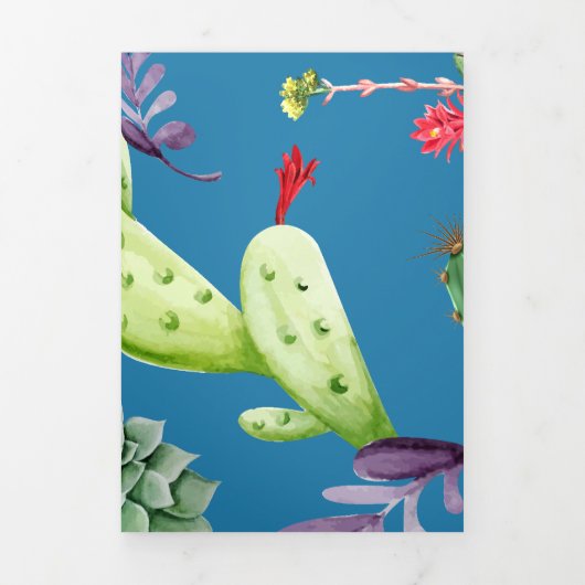 Cactus Patroon 5 Drieluik Wenskaart (Cover)