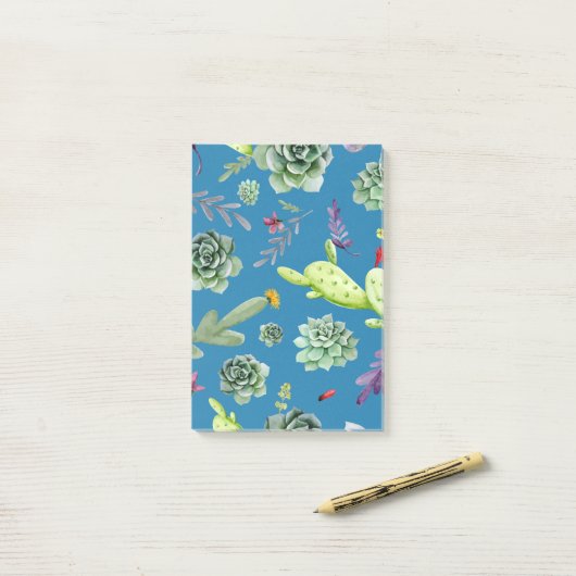 Cactus Patroon 5 Post-it® Notes (Op bureau)