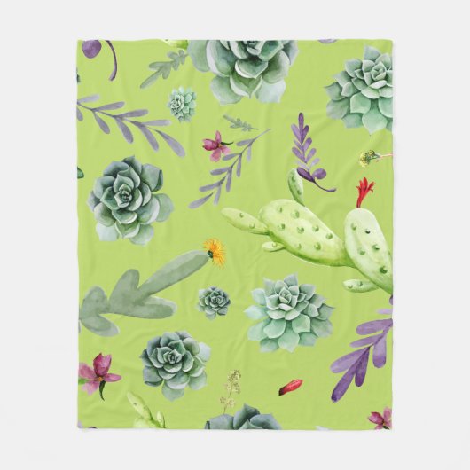 Cactus Patroon 6 Fleece Deken (Voorkant)
