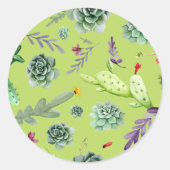 Cactus Patroon 6 Ronde Sticker (Voorkant)