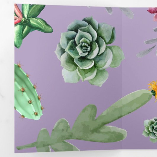 Cactus Patroon 7 Drieluik Wenskaart (Binnenzijde eerst)