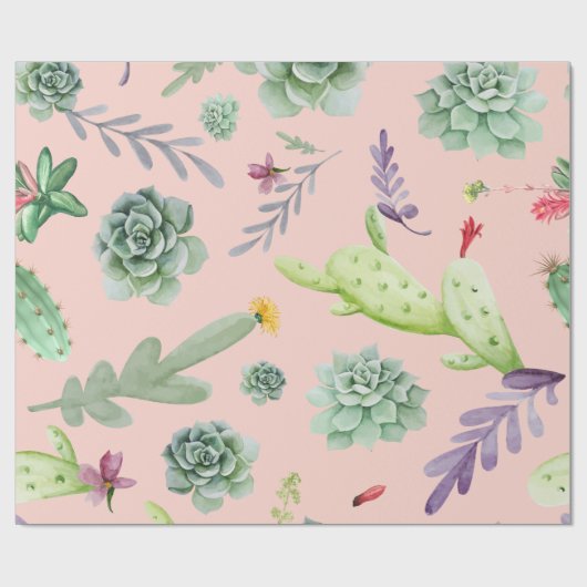 Cactus Patroon 8 Cadeaupapier (Vlak)