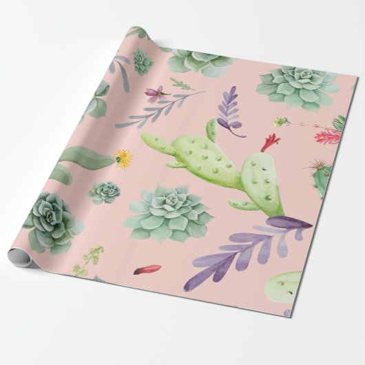 Cactus Patroon 8 Cadeaupapier (Uitgerold)
