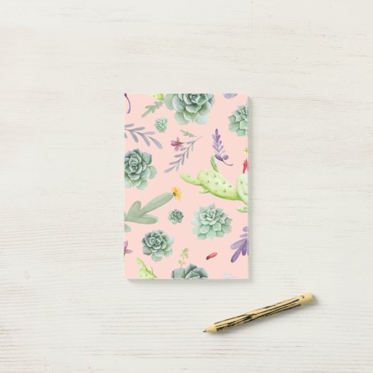 Cactus Patroon 8 Post-it® Notes (Op bureau)