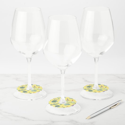 Cactus Patroon 9 Wijnglaslabel (Set)