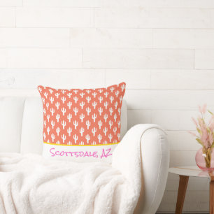 Cactus Patroon Aangepaste Plaats Naam Kleurrijke D Kussen