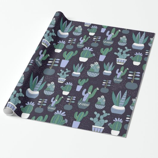 Cactus-patroon Cadeaupapier (Uitgerold)