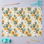 Cactus patroon met gele bloemen Decoupage Tissuepapier (Craft)