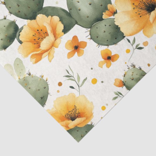Cactus patroon met gele bloemen Decoupage Tissuepapier (Detail)
