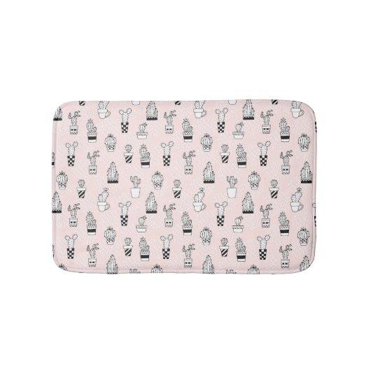 Cactus-patroon met handgetekende cactus badmat (Voorkant)