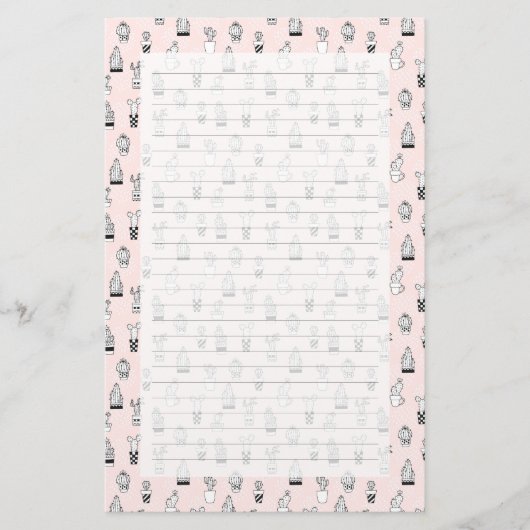 Cactus-patroon met handgetekende cactus briefpapier (Voorkant)