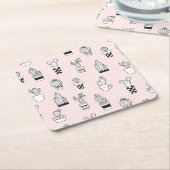 Cactus-patroon met handgetekende cactus kartonnen onderzetters (Schuin)