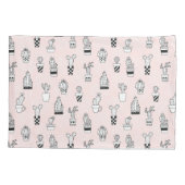 Cactus-patroon met handgetekende cactus kussensloop (Achterkant-Links)