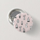 Cactus-patroon met handgetekende cactus ronde button 3,2 cm (Voorkant /achterkant)