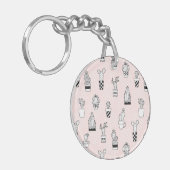 Cactus-patroon met handgetekende cactus sleutelhanger (Voorkant Links)