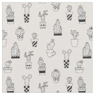 Cactus-patroon met handgetekende cactus stof