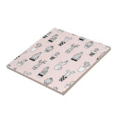 Cactus-patroon met handgetekende cactus tegeltje (Zijkant)