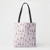 Cactus-patroon met handgetekende cactus tote bag (Voorkant)
