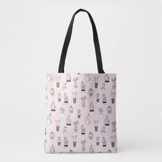 Cactus-patroon met handgetekende cactus tote bag (Voorkant)