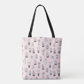 Cactus-patroon met handgetekende cactus tote bag (Achterkant)