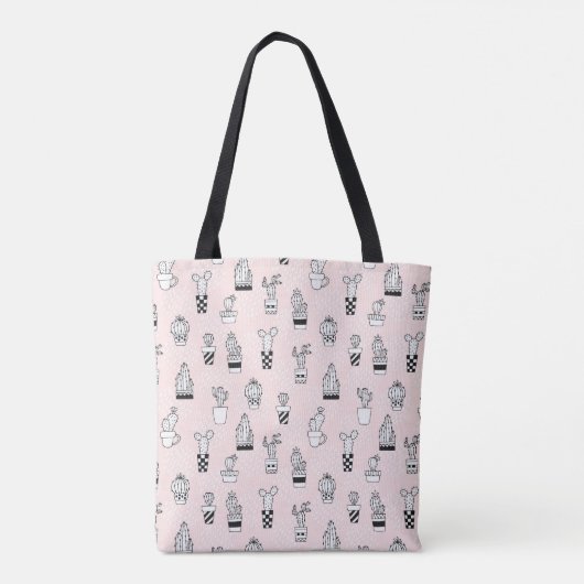 Cactus-patroon met handgetekende cactus tote bag (Achterkant)