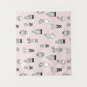 Cactus-patroon met handgetekende cactus wandkleed (Voorkant)