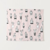 Cactus-patroon met handgetekende cactus wandkleed (Voorkant (horizontaal))