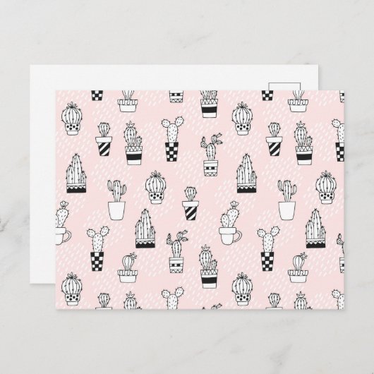 Cactus-patroon met handtekening bevestigen briefkaart (Voorkant / Achterkant)