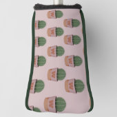 Cactus Patroon Monogram Roze en Groene putter Golfheadcover (Draai 90)
