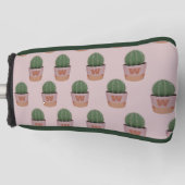 Cactus Patroon Monogram Roze en Groene putter Golfheadcover (Voorkant)