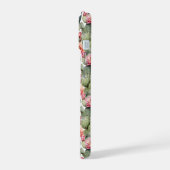 Cactus patroon roze bloemen monogram iPhone 15 case (Linkerkant)