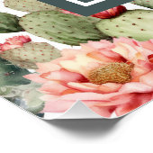 Cactus patroon roze bloemen monogram perfect poster (Hoek)