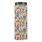 Cactus patroon roze bloemen monogram thermosbeker (Achterkant)