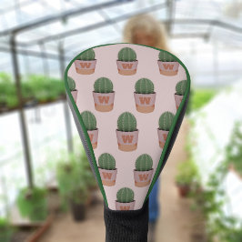 Cactus Patroon Roze en Groene Monogrammed Driver Golfheadcover