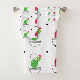 Cactus patroon roze groen ontwerp bad handdoek
