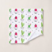 Cactus patroon roze groen ontwerp bad handdoek (Wasdoekje)