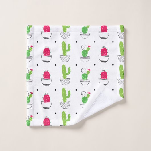 Cactus patroon roze groen ontwerp bad handdoek (Wasdoekje)