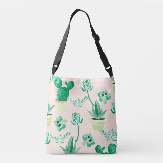 Cactus Patroon verstelbaar tebag Crossbody Tas (Achterkant)