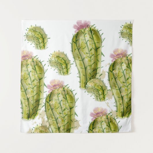 Cactus patroon waterverf wandkleed (Voorkant)