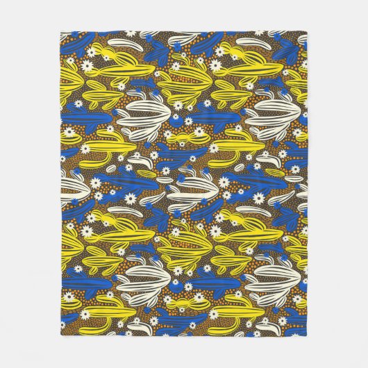 Cactus patroon, zwarte achtergrond. fleece deken (Voorkant)