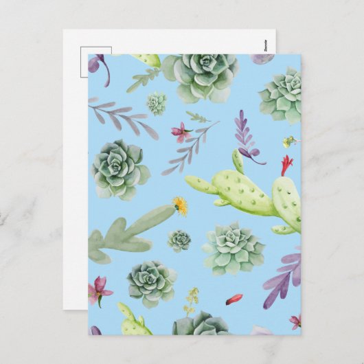 Cactus Pattern 10 Feestdagenkaart (Voorkant / Achterkant)