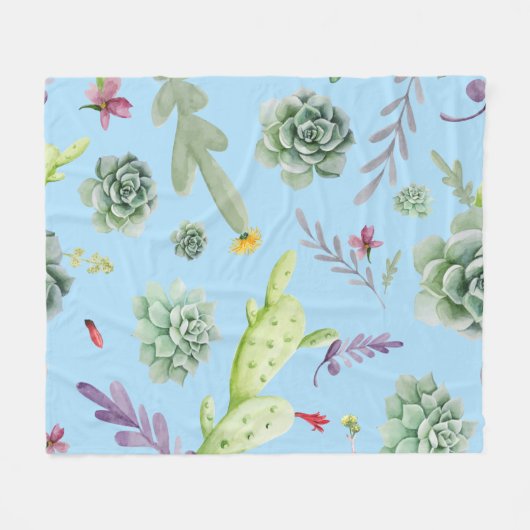 Cactus Pattern 10 Fleece Deken (Voorkant (Horizontaal))