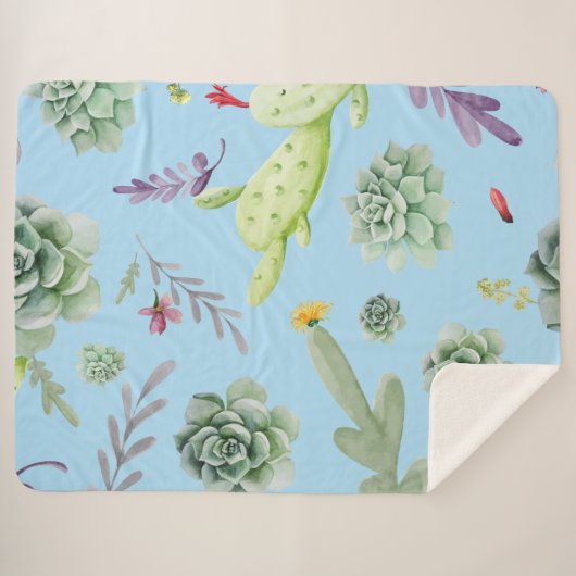 Cactus Pattern 10 Sherpa Deken (Voorkant (horizontaal))