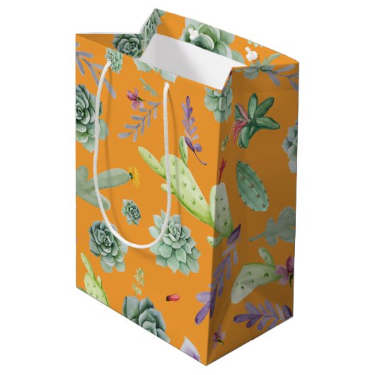 Cactus Pattern 11 Medium Cadeauzakje (Achterkant Gekanteld)