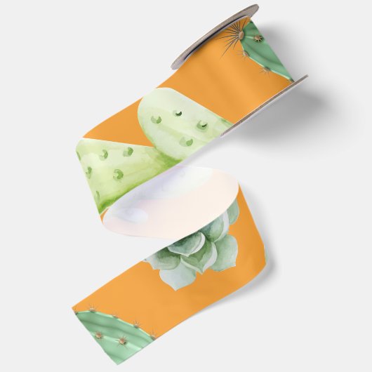 Cactus Pattern 11 Satijnen Lint (Achterkant)