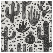 Cactus Pattern - Black and White Stof (Close Up)