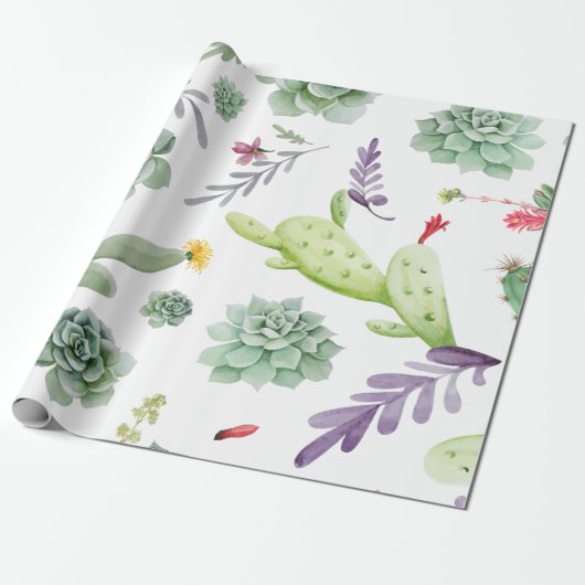 Cactus Pattern Cadeaupapier (Uitgerold)