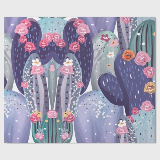 Cactus Pattern Colorful Waterverf Cadeaupapier (Vlak)